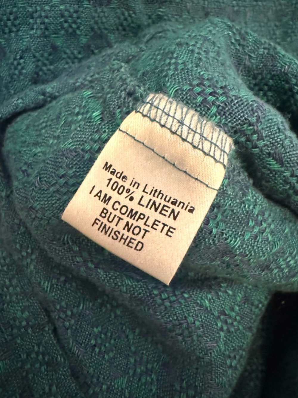 FLAX Linen A-Line Skirt Large Peacock Teal Blue Lagenlook Elastic Waist Woven - Picture 6 of 8